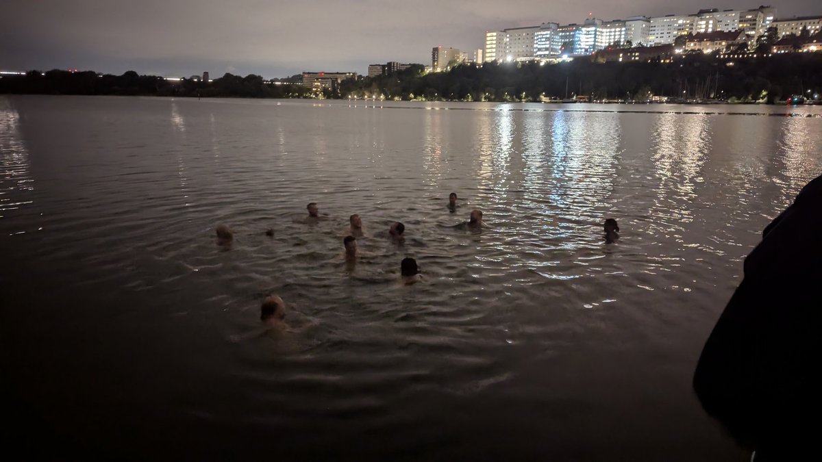vbuberen's tweet image. The real #FlutterNFriends experience is actually something that is not in the schedule. 
But it can be considered official since there are guys like @spydon among these people swimming at 1 AM.
Moreover, it is already a tradition according to a few participants.