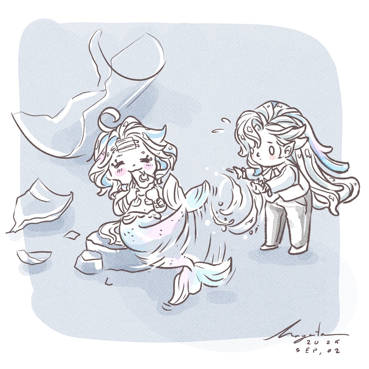 Once upon a time, a little dragon stole a pretty mermaid from the Celestial Realm.👑
#neuvifuri #Furina #Neuvillette #GenshinImpact 

Thanks for the super cute pose inspired me.
pinterest.com/pin/3398107344…