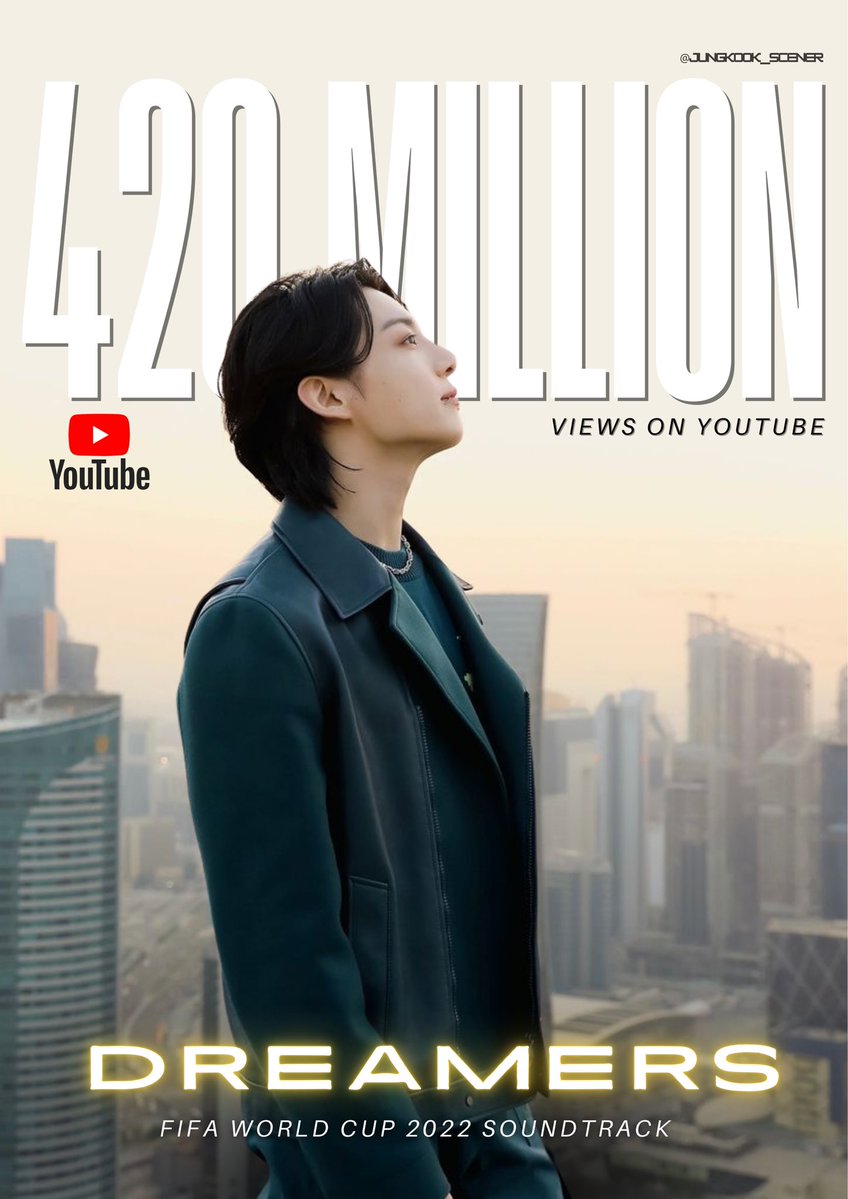 JungKook YouTube Streaming Team (@jungkook_scener) on Twitter photo 정국 Jung Kook (of BTS) featuring Fahad Al Kubaisi - ‘Dreamers’ | FIFA World Cup 2022 Soundtrack <a href="/FIFAWorldCup/">FIFA World Cup</a> has now surpassed 420 Million views on YouTube! 🔥
youtu.be/IwzkfMmNMpM?si…
CONGRATULATIONS JUNGKOOK
#Jungkook #Dreamers 정국 Jung Kook (of BTS) featuring Fahad Al Kubaisi - ‘Dreamers’ | FIFA World Cup 2022 Soundtrack <a href="/FIFAWorldCup/">FIFA World Cup</a> has now surpassed 420 Million views on YouTube! 🔥
youtu.be/IwzkfMmNMpM?si…
CONGRATULATIONS JUNGKOOK
#Jungkook #Dreamers