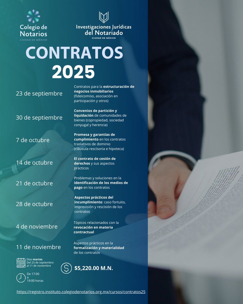 📜 La cesión de derechos litigiosos permite adquirir una posición procesal en juicio, pero con la posibilidad de retracto del deudor. ¿Conoces sus límites?
 👉 …ro.instituto.colegiodenotarios.org.mx/cursos/contrat…

#Contratos2025