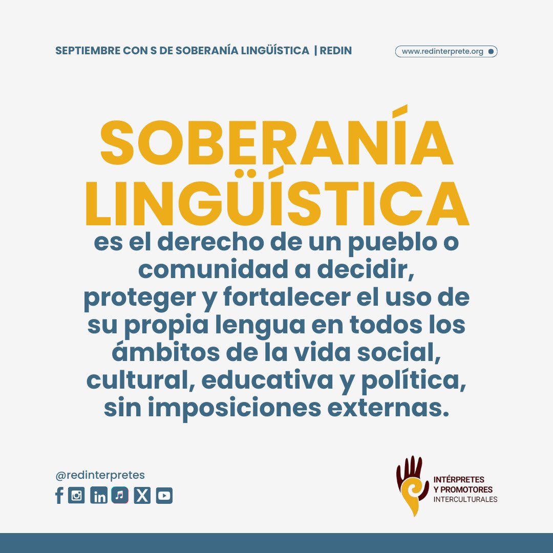 📣✨ Septiembre con S de Soberanía Lingüística ✨📣

🗣️ Las lenguas son identidad, memoria y poder.
🌎 Cada pueblo tiene el derecho de decidir, proteger y fortalecer su idioma…

💬 Hablar nuestra lengua es un acto de soberanía.
#Oaxaca #Redinterpretes #REDIN