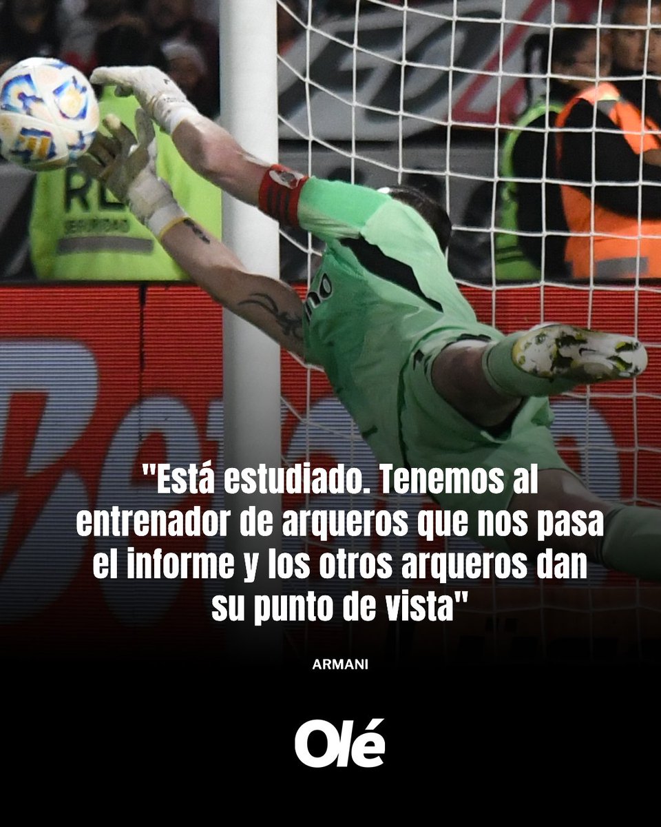 DiarioOle's tweet photo. ARMANI Y EL ANÁLISIS PREVIO DE LOS PENALES 👐

⚪️🔴 El arquero de River, clave en las últimas dos definiciones desde los doce pasos, explicó cómo se estudian los penales y se mostró orgulloso por la comparación con Fillol

🎙️ ESPN https://t.co/lo0RVSAzDb