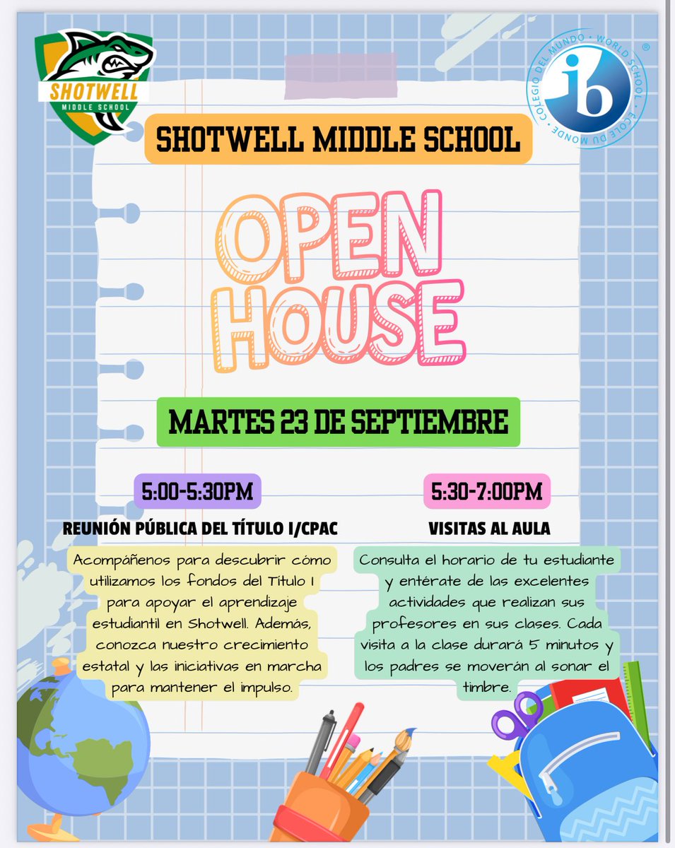 Shotwell Middle School - Aldine ISD (@shotwellms_aisd) on Twitter photo Shotwell families… Mark your calendars! Fall Open House is Tuesday, September 23rd. See the flyer for more info!
We hope to see you there! #WeAreMORE <a href="/DrKimJohnson07/">Dr. Kimberly Johnson</a> <a href="/DrCrystalWatson/">Crystal Watson, Ed.D. Proud Grambling State Alumni</a> Shotwell families… Mark your calendars! Fall Open House is Tuesday, September 23rd. See the flyer for more info!
We hope to see you there! #WeAreMORE <a href="/DrKimJohnson07/">Dr. Kimberly Johnson</a> <a href="/DrCrystalWatson/">Crystal Watson, Ed.D. Proud Grambling State Alumni</a>