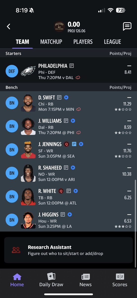 BearDownBomber's tweet photo. @FantasyAdvice99 Full ppr 12 team from the #1 https://t.co/cBN8kbCaJt