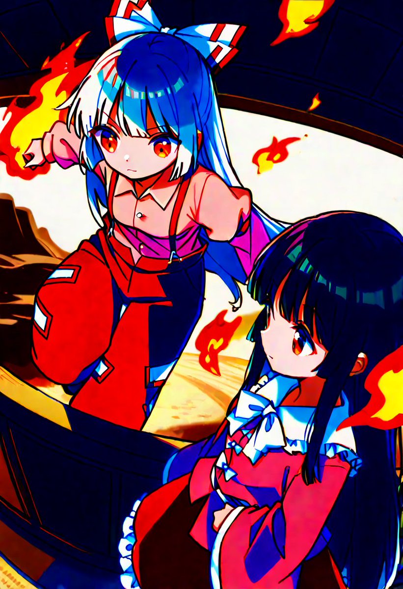 藤原妹紅 ,蓬莱山輝夜 「妹紅と輝夜」|kaeshiro👑💎🔱⚜️🏆🎖️🏅🥇🥈🥉🎗️🎀のイラスト