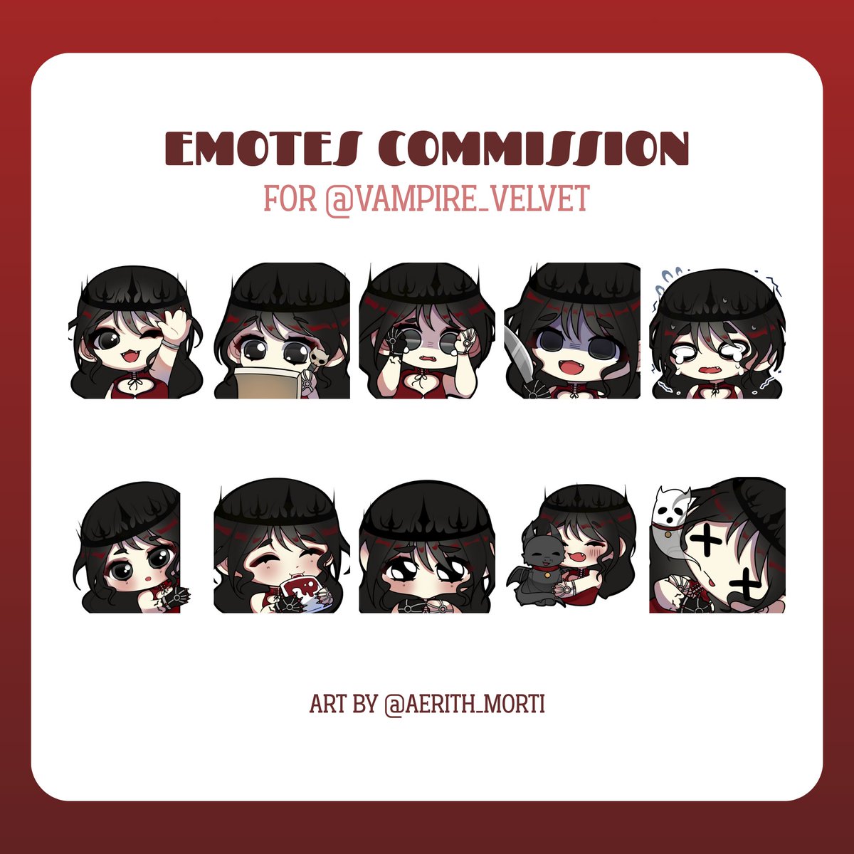 Emotes for <a href="/vampire_velvet/">Velvet 🥀 🖤 | Vampire Queen</a> 

Thank you so much for commissioning me ♡

#emotes #VGenComm #artmoots