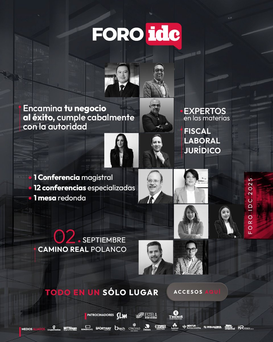 Foro IDC, el evento diseñado para empresarios y tomadores de decisiones que buscan prepararse para el futuro legal y ampliar su red de contactos.

📅 2 de septiembre | 📍 Hotel Camino Real Polanco

Asegura tu lugar: 👉 idconline.mx/?foro-idc 

#ForoIDCtransfromaciónEmpresarial