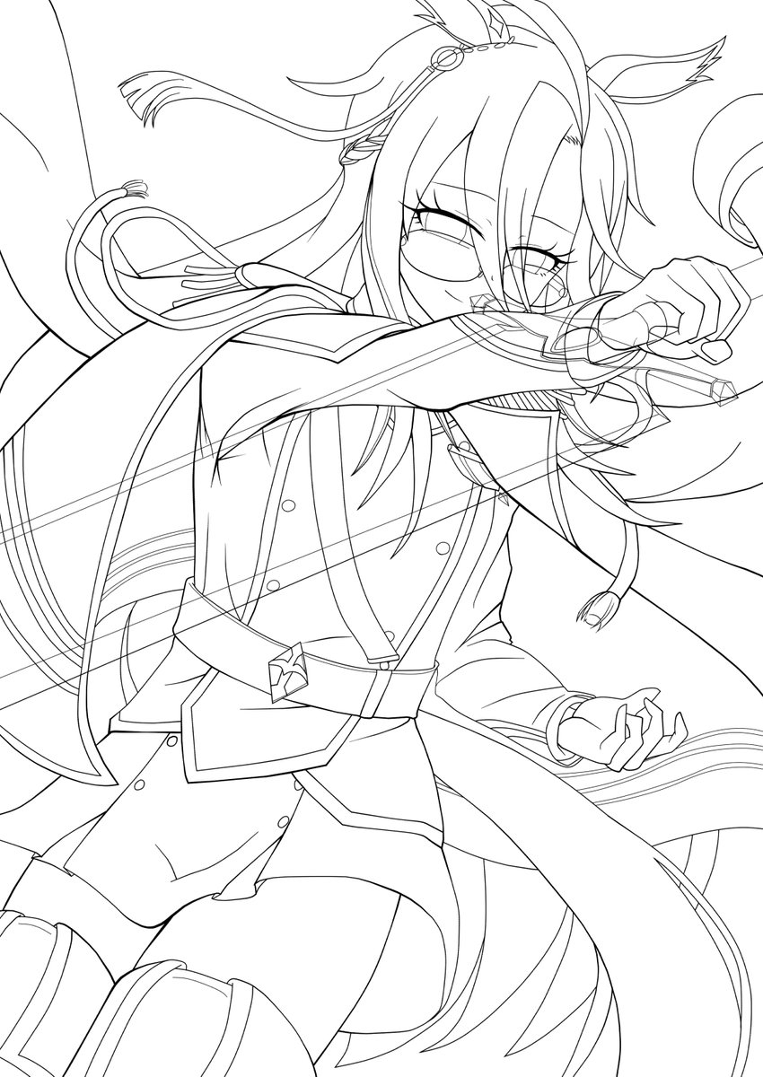 #皆さん線画と塗った後を見せてください 
めっちゃ頑張って描いた【気高き君】ジャーニーさん見て 