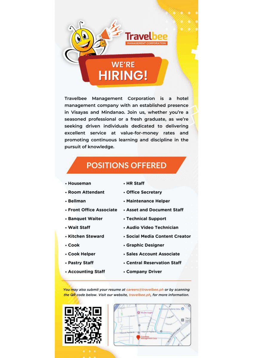 Heads up, Carolinian graduates!

The USC Office of Alumni, Scholarships and Job Placement (OAASJP) is sharing job vacancies from Travelbee Corporation.