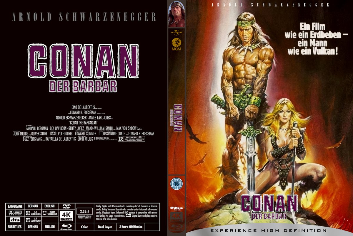 MartinKeyArt's tweet photo. Conan der Barbar (1982) / Conan the Barbarian / German DVD Cover für #Bluray #DVD #4KUltraHD / Original Größe zum Download für jedes DVD Cover #MartinKeyArt / Größe  2730 x 1830 / #Fantasy #Action #Adventure #Comic / #ArnoldSchwarzenegger #JamesEarlJones / Dir. #JohnMilius https://t.co/6zTPSalYvd