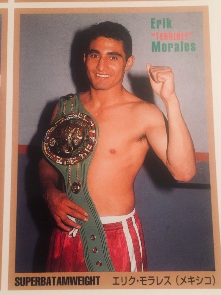 Happy 49th birthday today to the legendary HOFer <a href="/terrible100/">Erik Terrible Morales</a>! Here's a cool card in my #boxing collection from an uncut 4-card panel in a 1998 issue of Japan's World Boxing magazine, which included panels in every issue for a few years. It's a great set!
