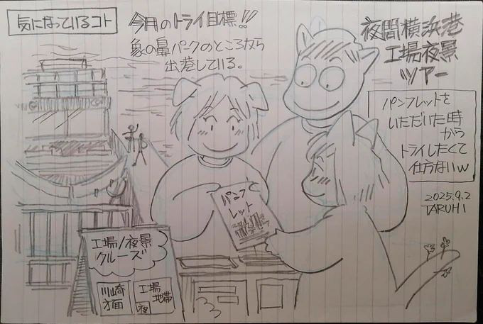 【TARUHI さんぽ】雑記。最近、遅まきながら日比谷聘珍樓閉店を知って、ガックリ。ワシにとって特別な店だった。師匠への絵手紙。だから工場夜景ツアー、行ける時にトライしよう❗いつか津波で無くなる事だってあるかも知れない。 
