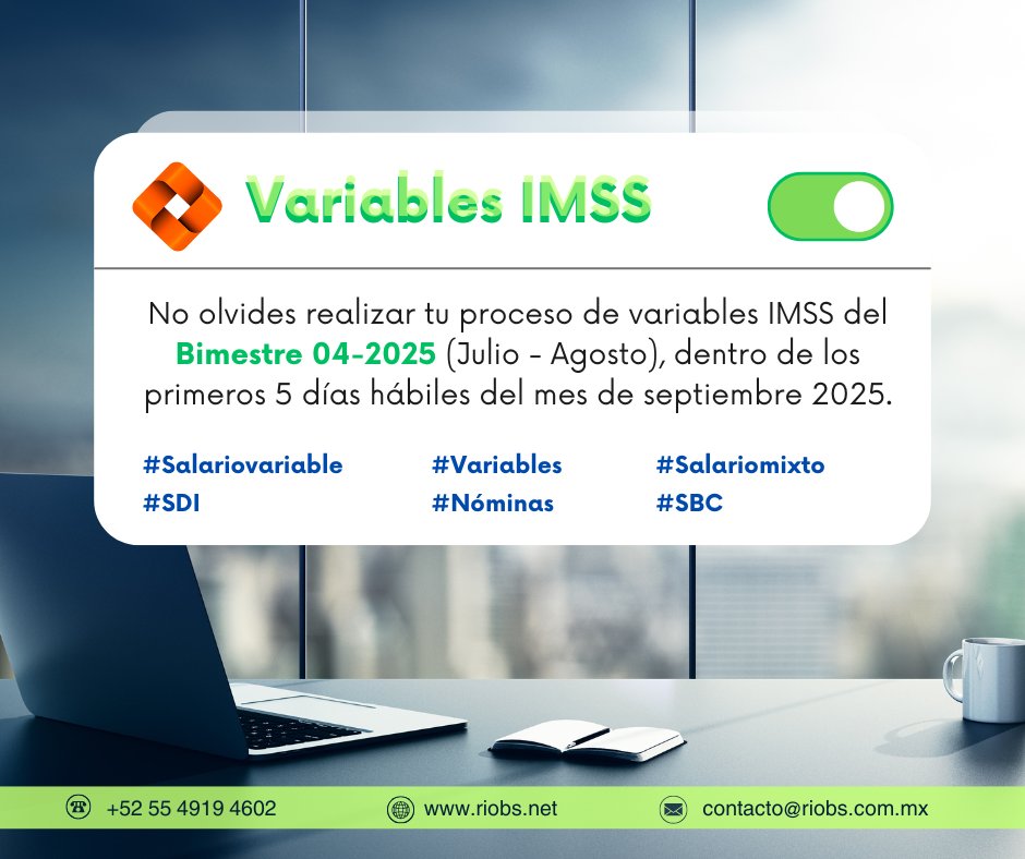 RioBSolutions's tweet image. No olvides presentar tu proceso de variables,
#variablesimss #sbc #cuotasimss #ingresosvariables #patronesimss #obligacionesimss #ObligacionesPatronales #pagosIMSS #aportacionesimss