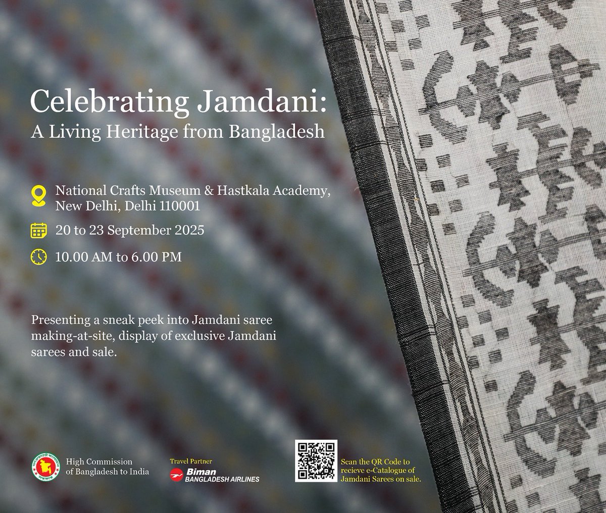 Bringing authentic - intricately designed #Bangladesh JAMDANI Sarees to #India,
to #heritage #textile enthusiasts👇🏼

<a href="/CraftsMuseum/">National Crafts Museum</a>, #Delhi
📅 20 to 23 Sept 2025
🕙 10.00 am - 6.00 pm

Visit | discover a 'world-in-weaves' that machine or AI can't create!
#handloom #saree #design