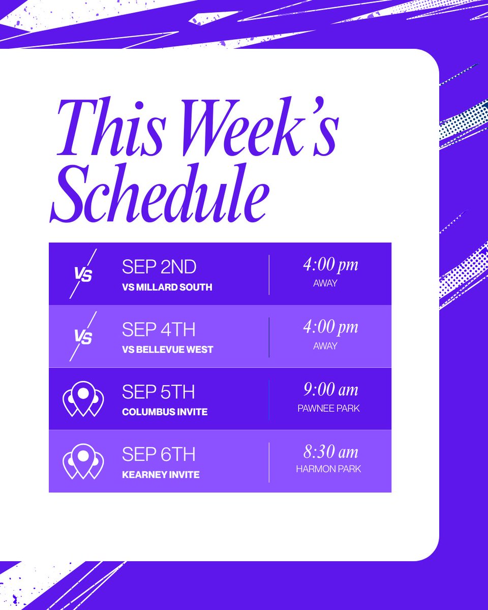 We have a BUSY week... Check out Varsity at these upcoming duals and invites!

JV &amp; Reserve Matches will both be at home on 9/2 &amp; 9/4 at 4pm and Varsity will be away at the same times.

Let's get better and have some fun!

#Compete #ChieftainNation