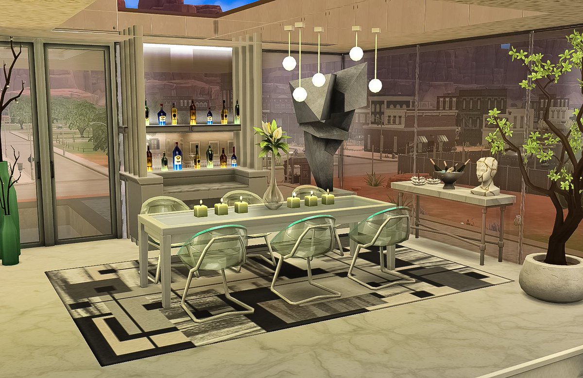 asimialex's tweet image. Step into my latest build Desert Horizon.
These are the dining room, master bedroom and bathroom.

#TheSims #TheSims4 #ShowUsYourBuilds #Sims4Builds #TheSims4Gallery