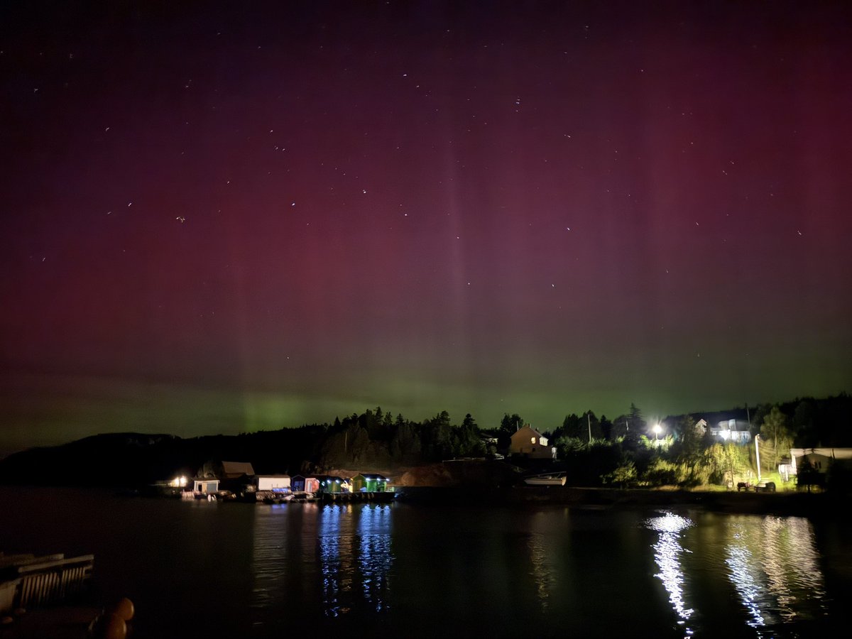 nanlover709's tweet photo. The Northern Lights are on display in Cottrell’s Cove, Newfoundland &amp; Labrador tonight 🤩 https://t.co/JcJBUxfClK