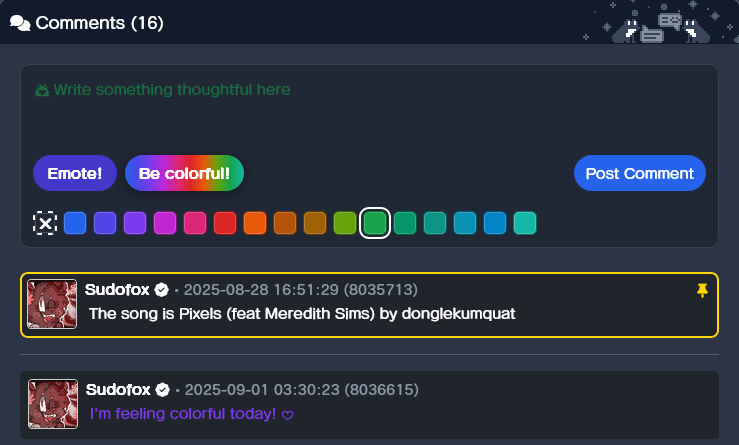 New Feature: Add some color to your life with colored text comments!