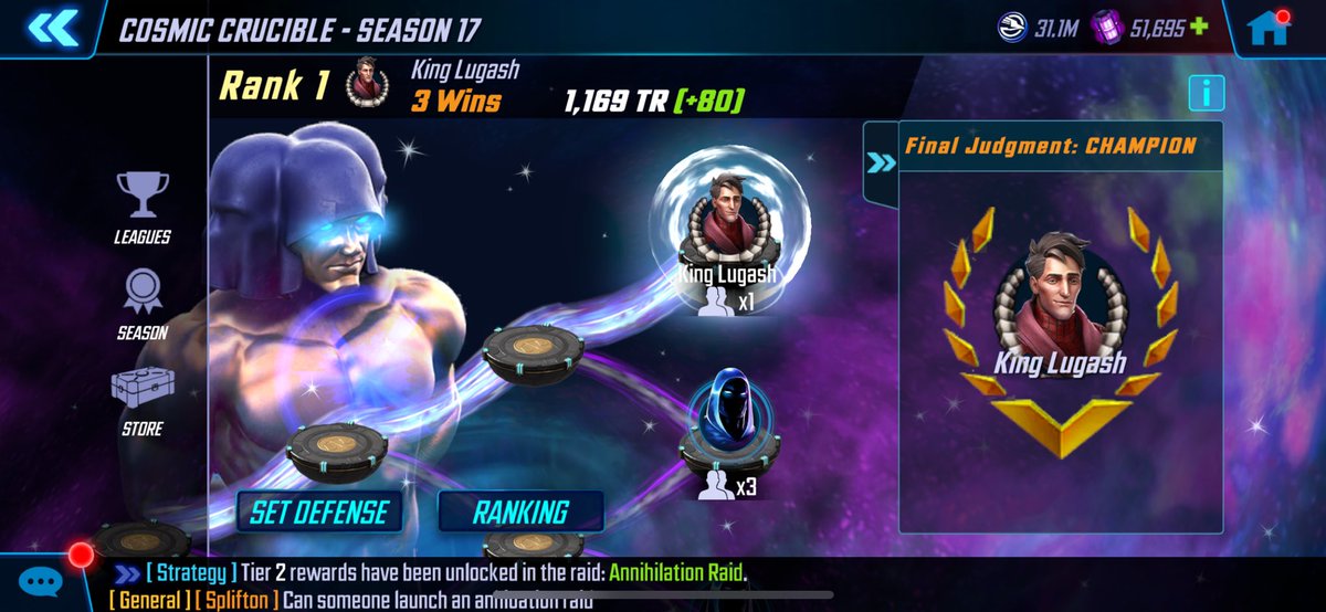 KingLugash's tweet photo. Woo!  It’d been a while since I took the top spot!

@MarvelStrikeF 
#MarvelStrikeF #MarvelSF #CosmicCrucible https://t.co/Bvxd5WcSBy
