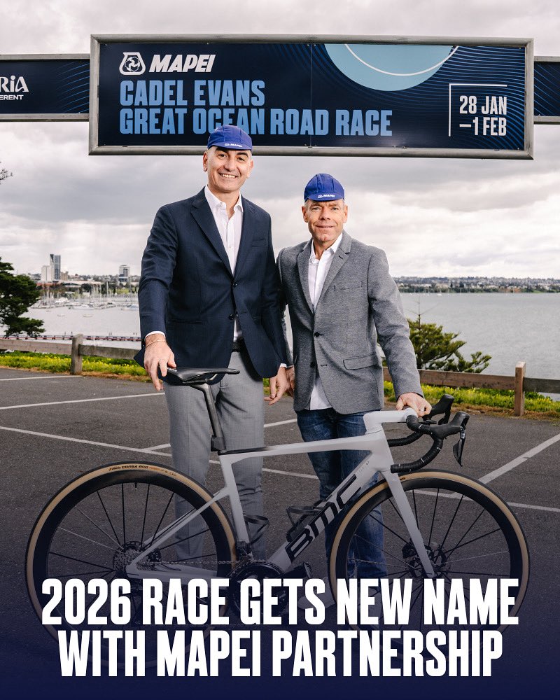 🚴‍♂️ We are excited to announce ‘the journey continues together’ as Mapei becomes naming partner of Cadel’s Great Ocean Road Race
#TheJourneyContinuesTogether #CadelRoadRace #visitvictoria