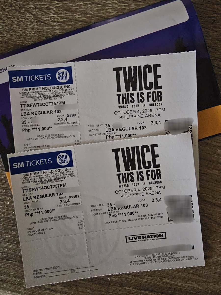 WTS LFB
TWICE This is For in Bulacan
LBA Reg 103 - 2 Adjacent Seats
SRP + Online Fee = 11,100each 

Preferably take both. 

Dm if interested!

Rfs: friend's extra pero this was claimed by me po. 

Can meet up sa SM Bicutan pwede din shipping. 

Thank u!
