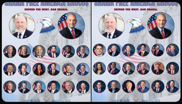 GAWTP's tweet photo. GAWTP stands with leaders who are defending our Constitutional Republic and Western legal tradition.

Texas Representatives @RepKeithSelf (TX-03) and @chiproytx have raised concerns about the spread of illegal foreign systems like Sharia in ways that will conflict with the U.S. Constitution and Texas law. They launched the Sharia-Free America Caucus to advocate       for legislation that ensures American courts operate only under U.S. law and not under illegal systems that are incompatible with our founding principles.

Preserving individual freedoms and constitutional rights requires vigilance against any system that might undermine them - American law and liberty must remain supreme over alternate illegal and barbaric codes.

GAWTP supports actions that keep Texas—and the nation—rooted in the Constitution, personal freedom, and the rule of law as we move forward.

📷 Stand for the Constitution. Stand for Texas.