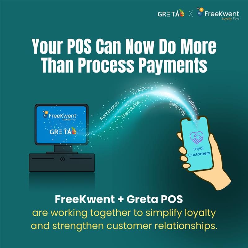 Your POS can now do more than process payments.

FreeKwent + Greta POS help you reward customers, boost engagement, and build loyalty with every transaction.

Smarter POS. Stronger relationships.
🌐 mkonnekt.com
#POS #CustomerLoyalty #MerchantGrowth #FreeKwent