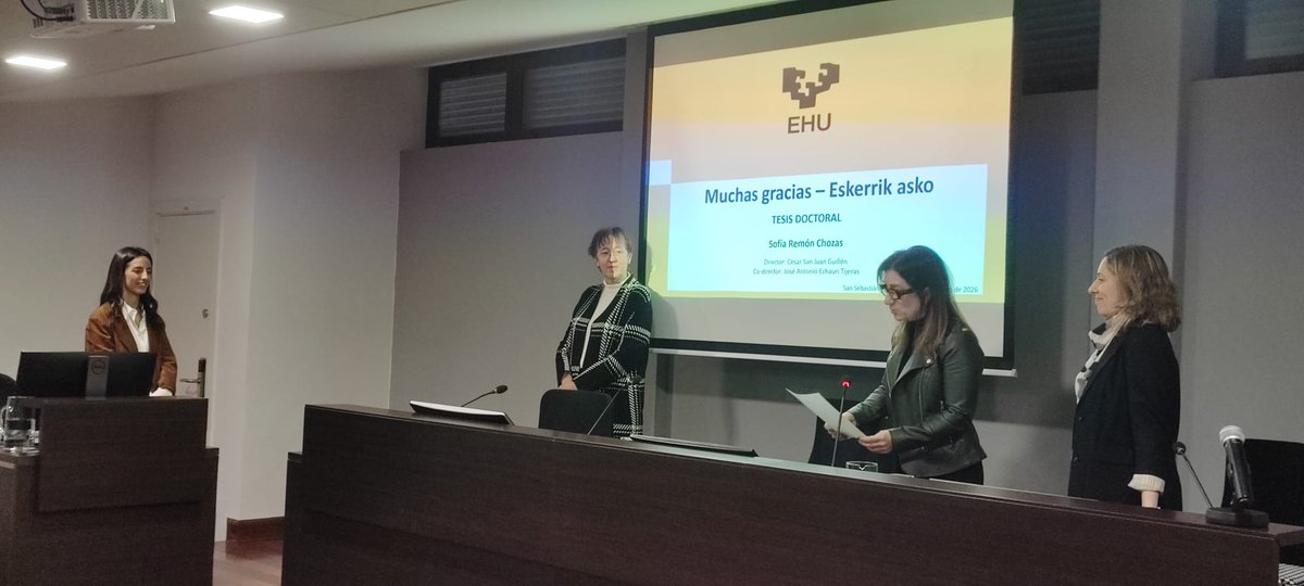Por fin llegó el día...
Enhorabuena doctora Sofía Remón Chozas!!! 🎓
Ha sido un placer y un honor codirigir este gran trabajo doctoral junto con nuestro colega César San Juan en la Universidad del País Vasco - EHU
