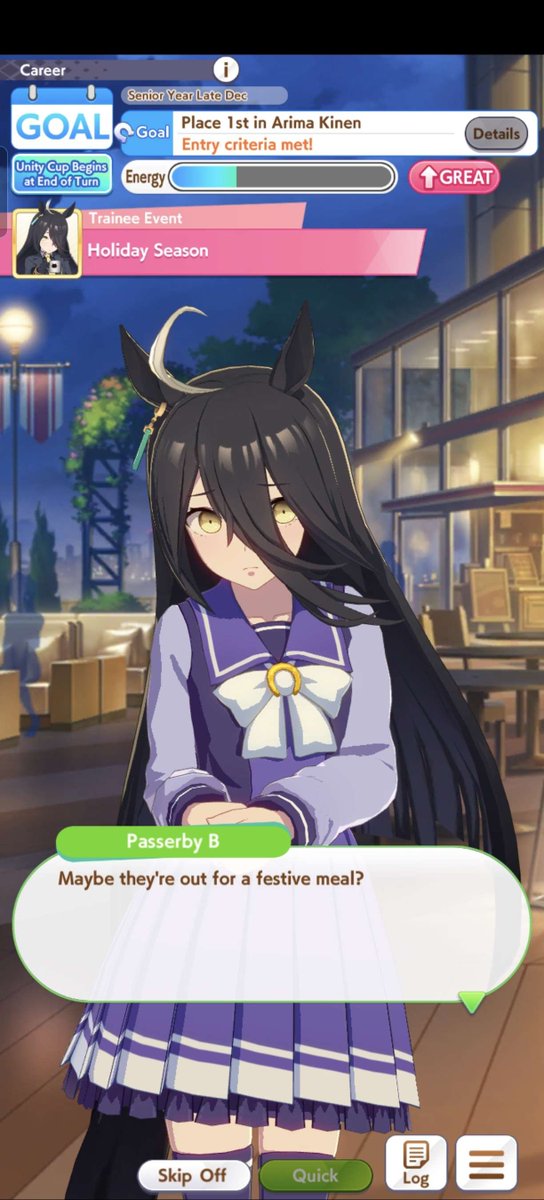 Manhattan Cafe's career Christmas event had one line changed/censored... I'm 100% sure original translation was the fans saying she and Trainer look like they are on "Holiday Date"(Which was accurate translation AFAIK)... now it instead says this: