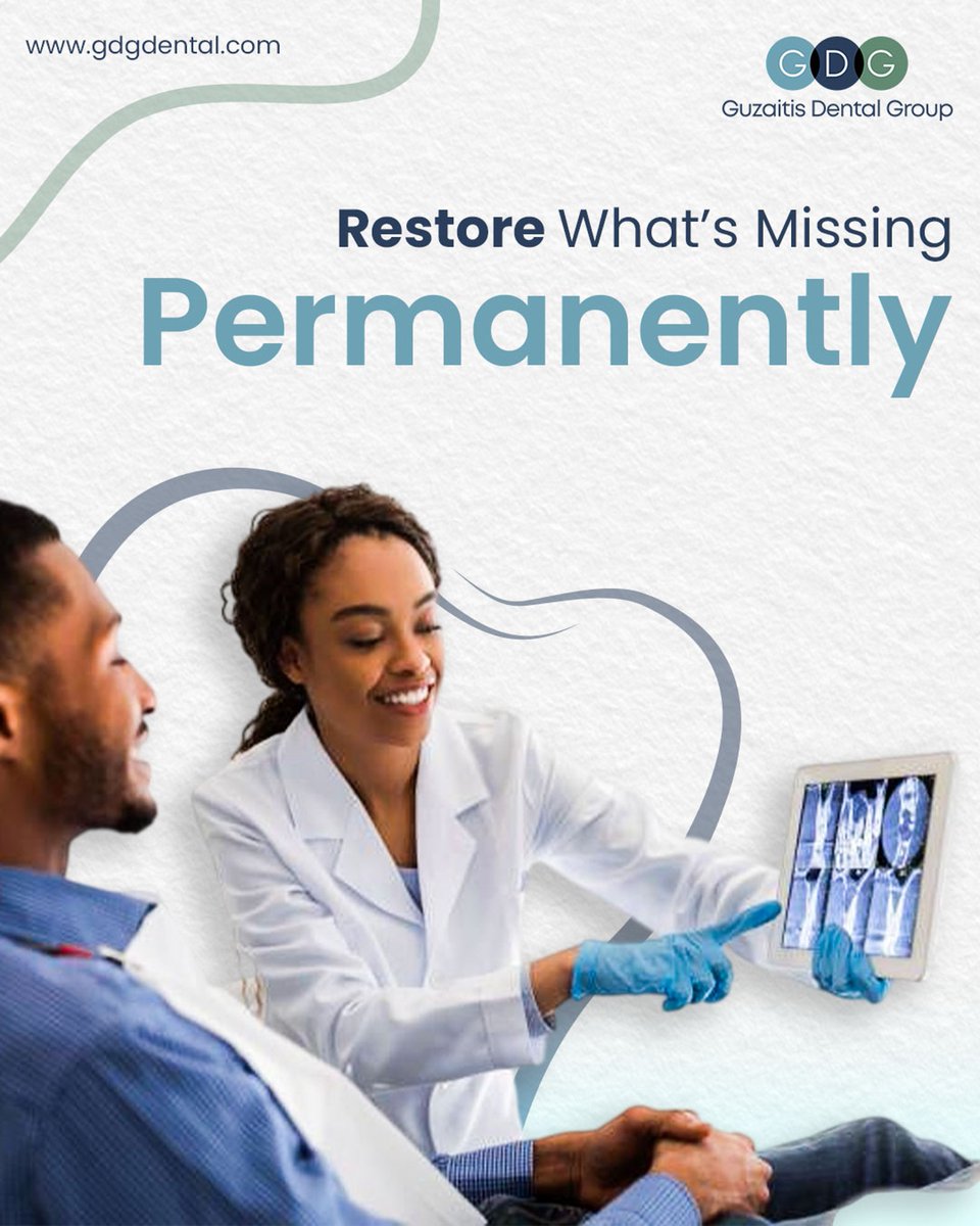 GuzaitisDG's tweet photo. Missing teeth don’t just affect your smile, they also impact your confidence and functionality. GDG’s dental implants offer the most permanent and natural looking solution. 

Start your implant journey today → https://t.co/YtfLQVXVZs

#guzaitisdentalgroup #fyp #viral https://t.co/ylQ0VI0GBe