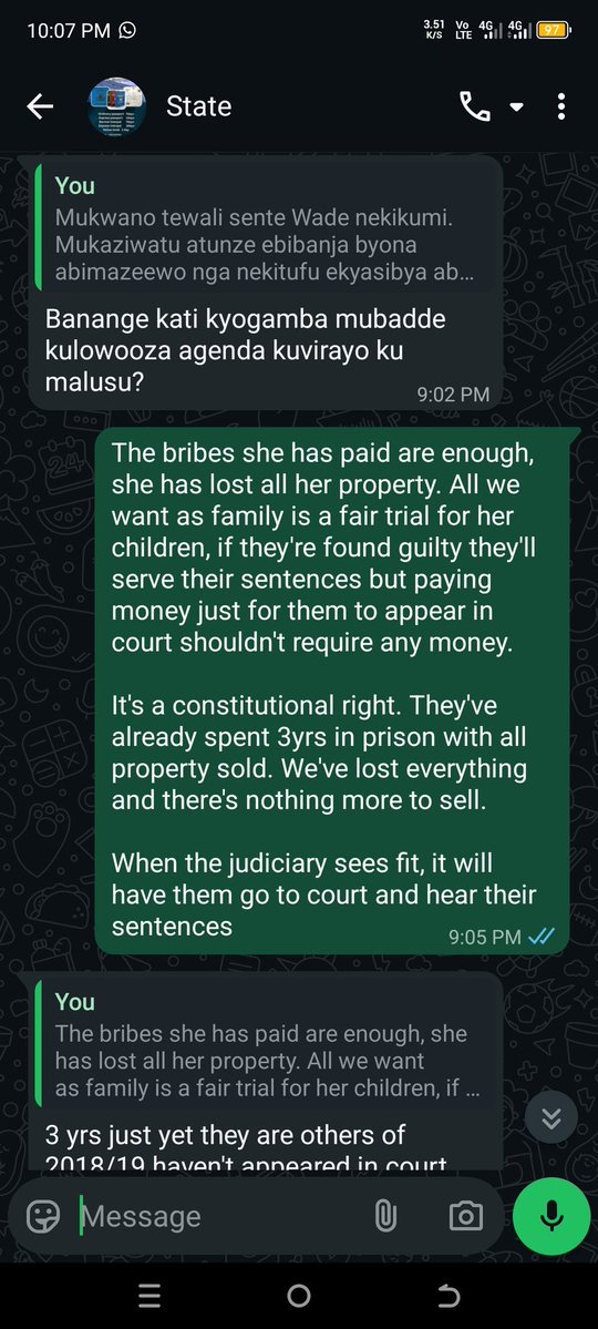 SpireJim's tweet image. A ‘state attorney’ brazenly asking for a bribe … When they said they had no more money for bribes, he asked: “mubadde mulowooza ageenda kuvirayo ku malusu?”(Did you think that your suspect was going to be released on saliva?) When  he was pushed back, he deleted his audios. He…