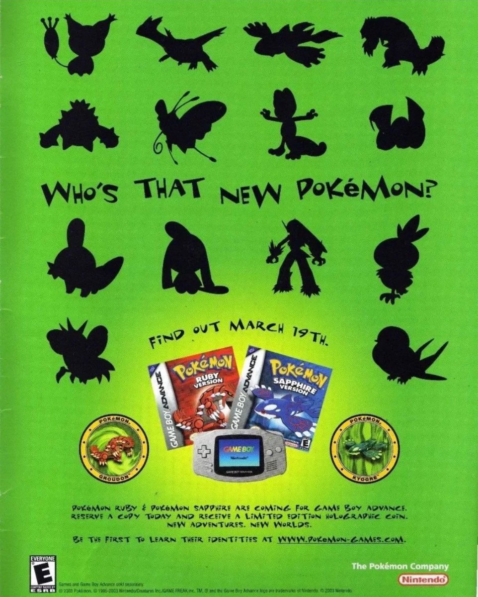 Pokemon Advert NA print ad for Pokémon Ruby and Sapphire (2003). As a way to tease ...