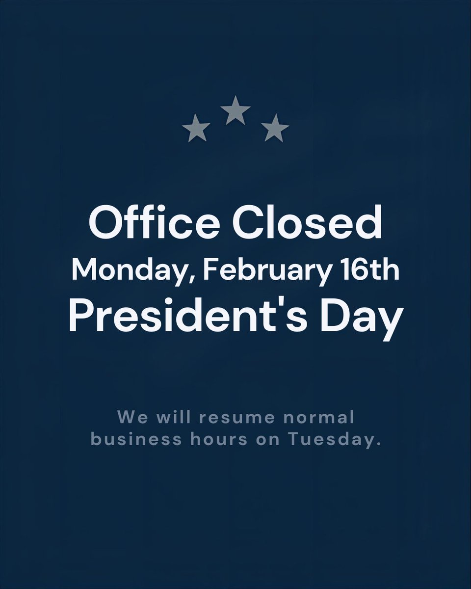 ywelectric's tweet photo. Our office will be closed on Monday, February 16th for the President's Day Holiday. https://t.co/Kcm1Q41S57