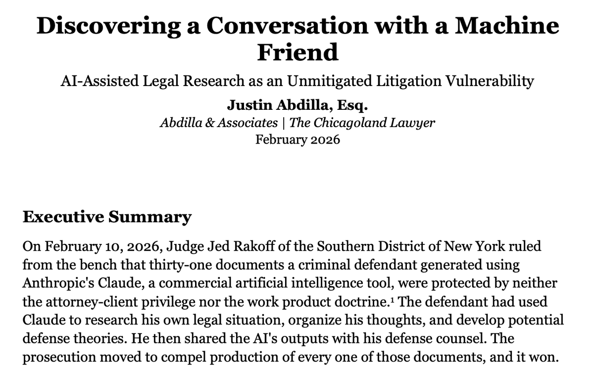For about the past six months I've been sounding the alarm on how machine learning is destroying the integrity of the legal profession.  You should be allowed to use AI.  AI should not be used against you.  I've written a white paper on the subject.  AI conversations shouldn't be