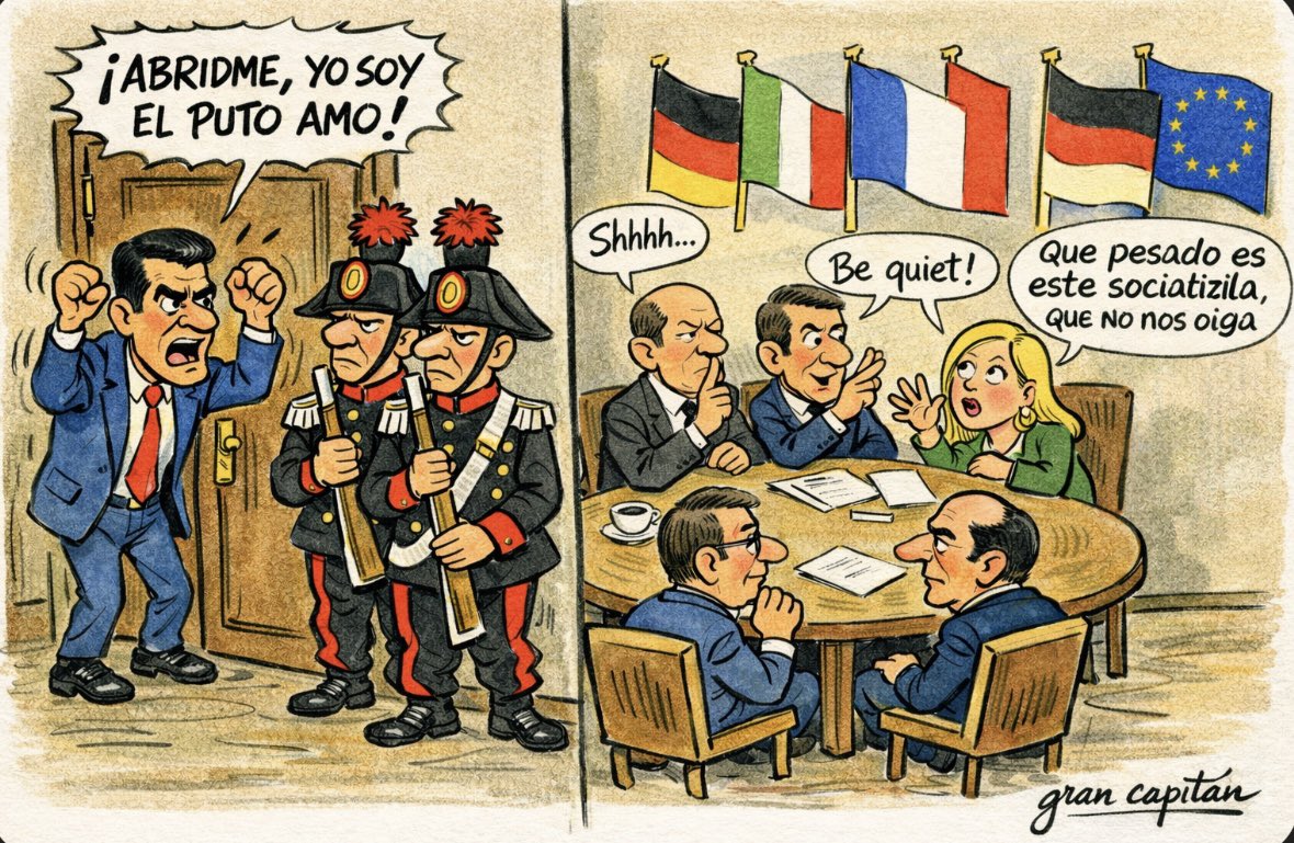 Otro ridículo más de #DirtySanchez, reunión de grandes líderes europeos y el galgo de Paiporta no fue invitado! Grande <a href="/GiorgiaMeloni/">Giorgia Meloni</a>