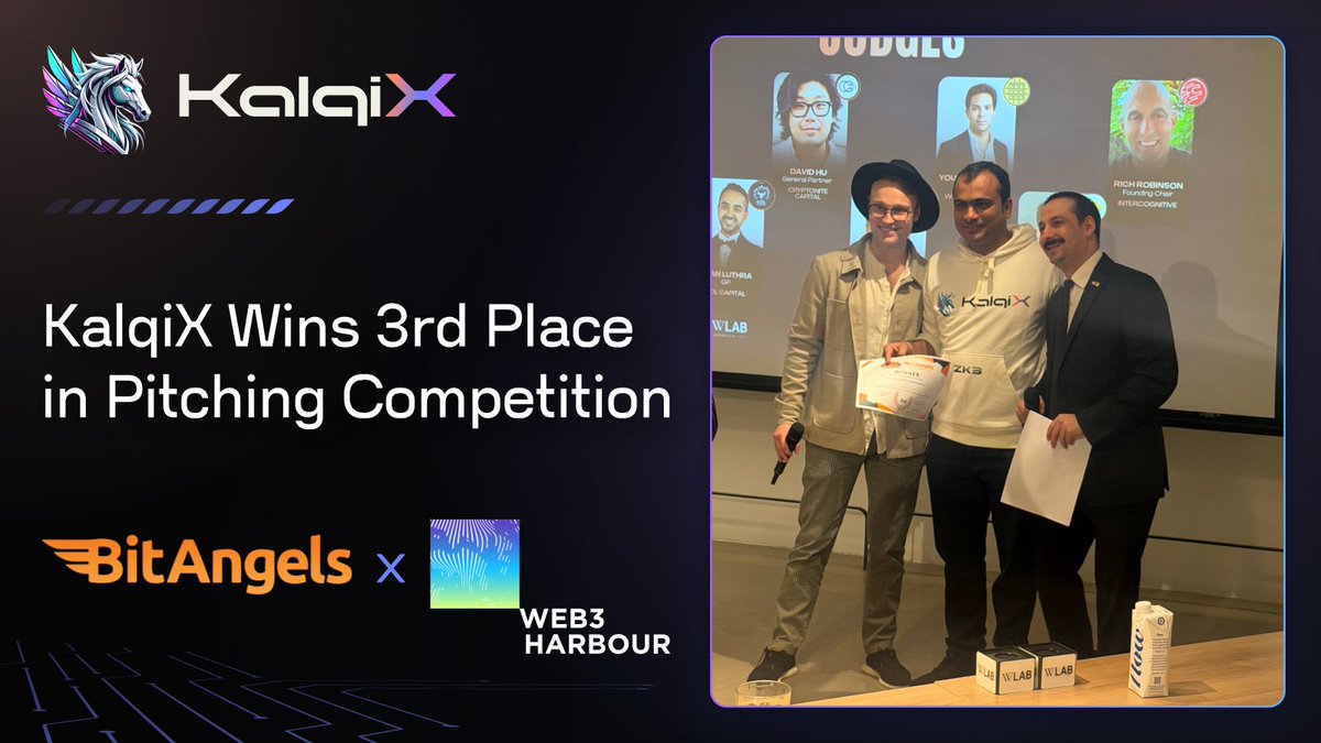 We’re proud to share that KalqiX secured 3rd place at the <a href="/BitAngels/">BitAngels</a> pitch competition during <a href="/consensus_hk/">Consensus Hong Kong</a>.

@Sameepsi delivered the pitch, presenting our vision for the first vApp: a verifiable order-book DEX combining CEX-level speed with DeFi-grade trust and zero-knowledge