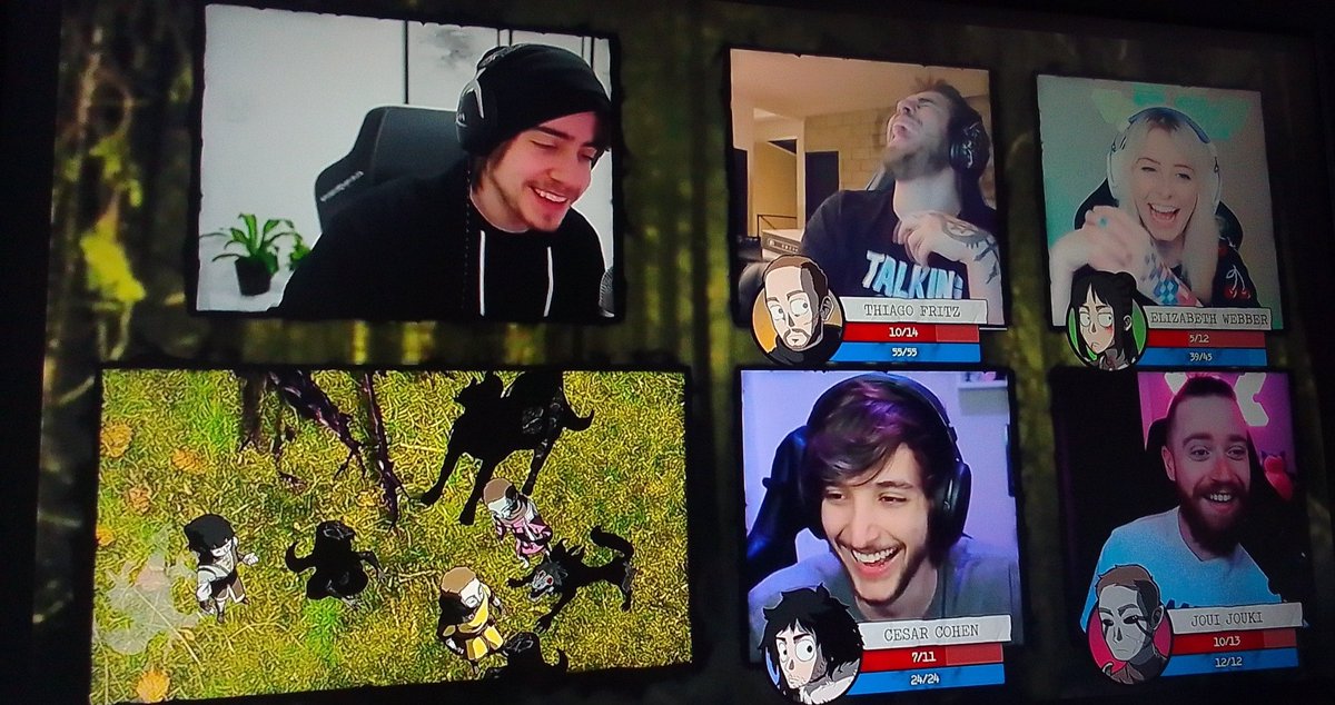 — " o Joui.. o Joui ta entre o cavalo e o lobo, o Joui quer ajudar o Thiago ma-"
— parece o nome de um livro né?
— o que?
— entre o cavalo e o lobo, parece nome de um livro.
— é verdade 
— cara o que é essa sessão hoje?