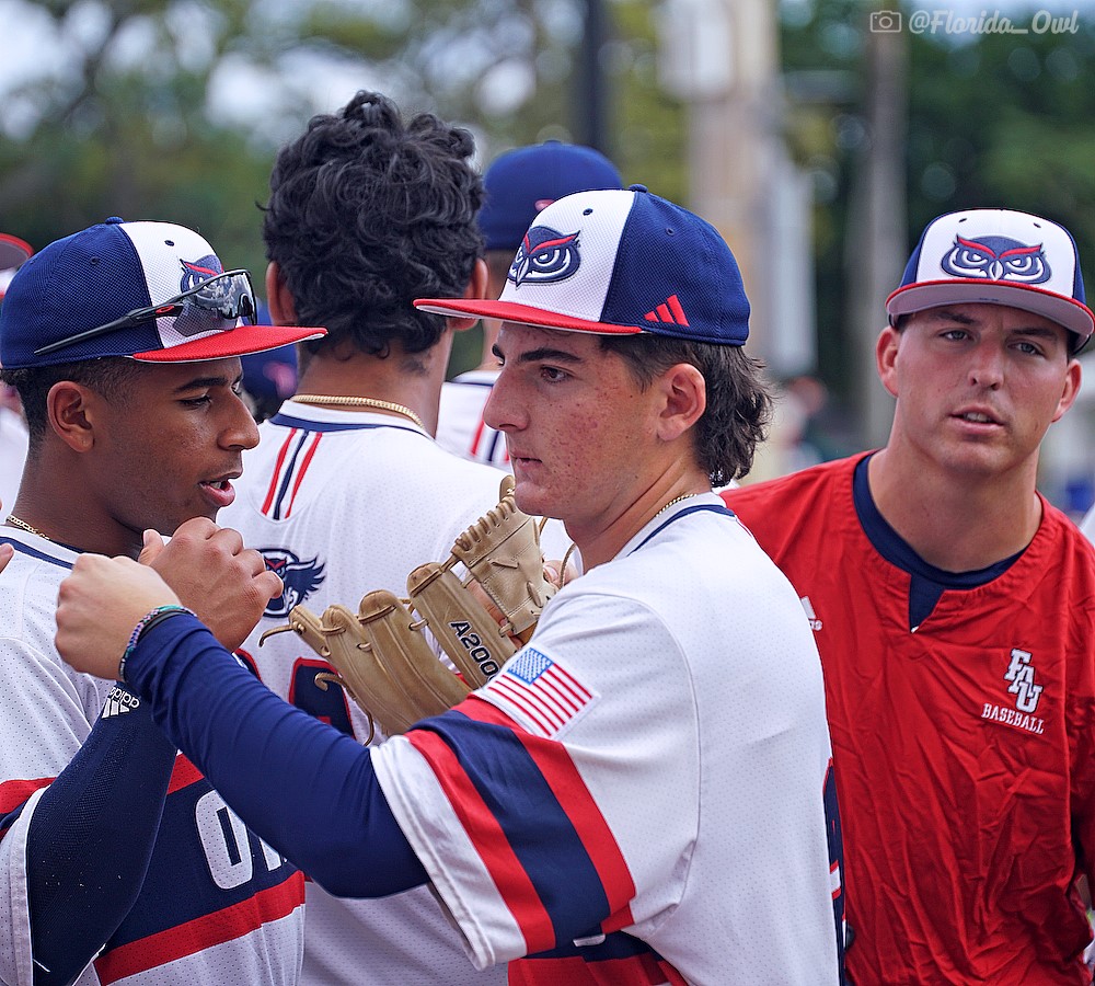 FAU_Owls_Nest's tweet photo. The @FAUBaseball team will open the 2026 Campaign tomorrow at 6:30 PM when they host Notre Dame. SO RHP @JamesLitman1 will start Friday, SR RHP @TyMurphy04 Saturday, and incoming 6-4 FR RHP Garrett Grant will take the bump on Sunday. See you at the park!  #FAU🦉⚾️🧢 https://t.co/IqyVKWrkx0