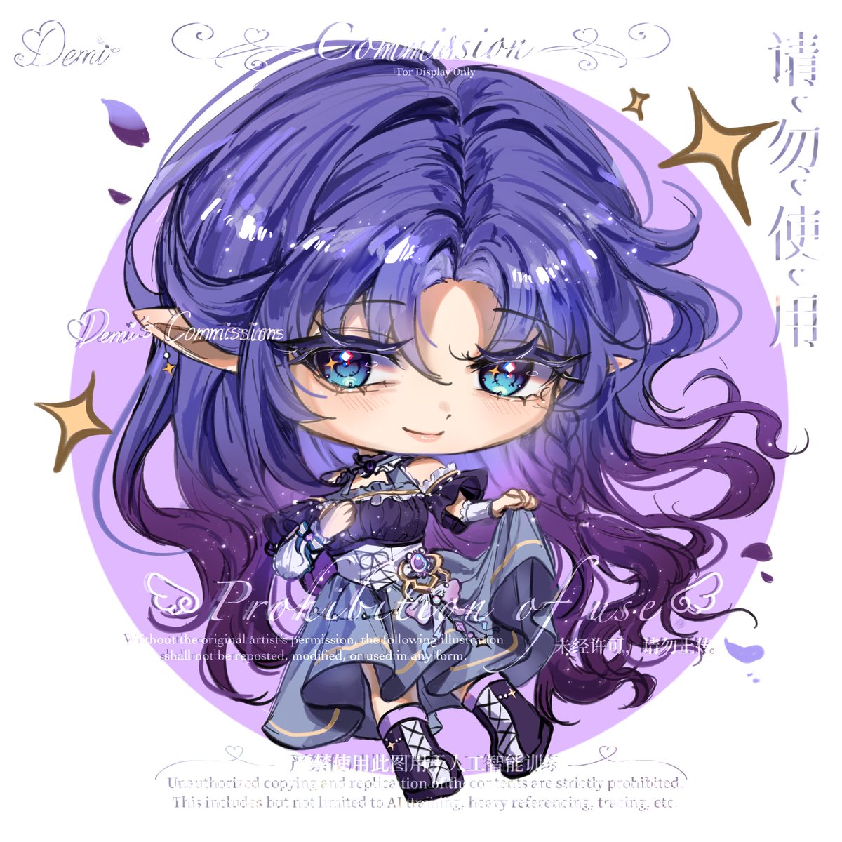 Chibi commission for <a href="/AsteriaStarz/">Astrid ★ Hiatus</a> 💜

I tried something new with the hair shading on this one! How does it look?
