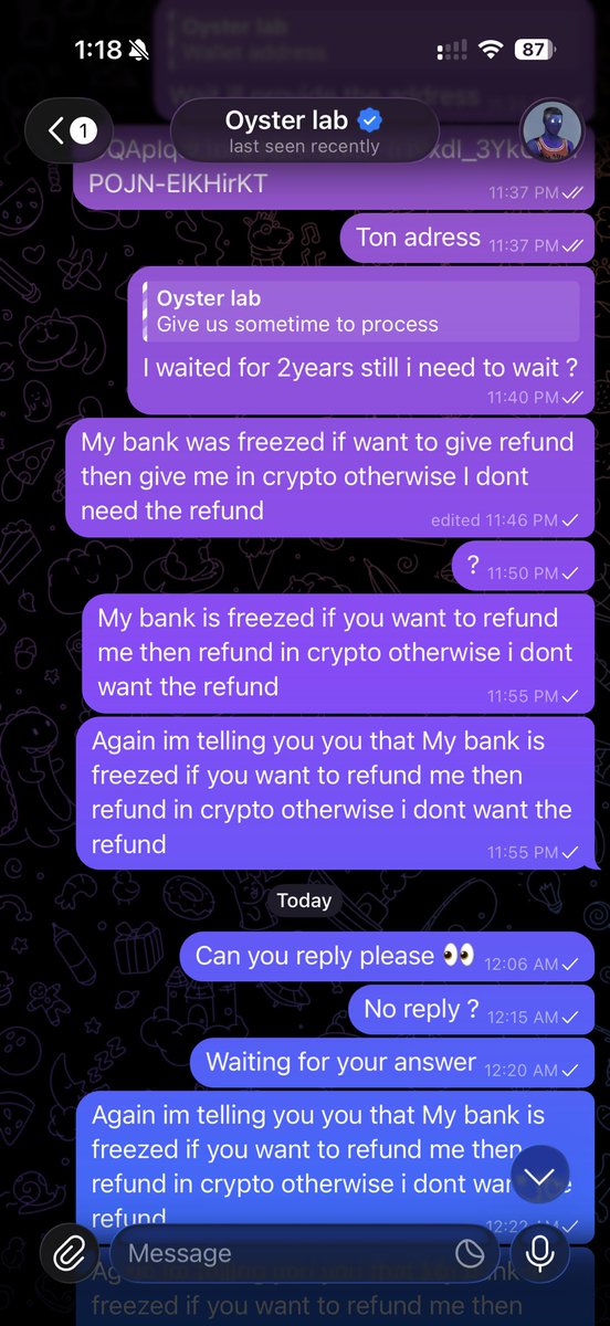 I contacted the person behind the <a href="/UBSPHONE/">Clawphones: Universal Basic Smartphone</a> <a href="/oysterecosystem/">Oyster Republic 🦪: Claim Your UBI Today⬇️</a> phone multiple times regarding my 2024 purchase. After taking my details, they stopped responding.

I requested a refund (even asked for crypto due to my bank issue). No resolution.

The project appears connected to