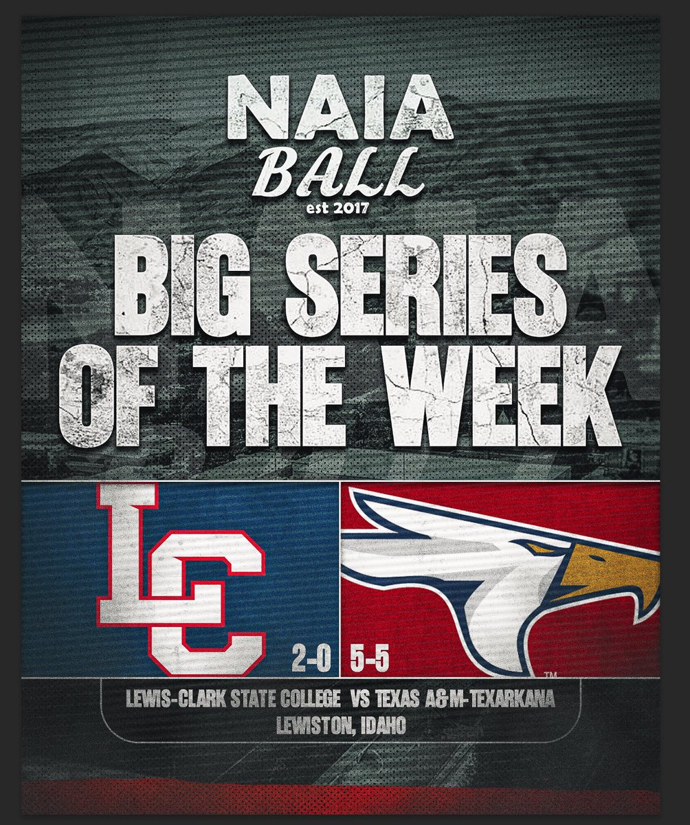 NAIABall's tweet photo. 🚨 NAIA BALL BIG SERIES OF THE WEEK 

We head to Lewiston, Idaho and Harris Field for a big time non-conference matchup between #21 LC State vs TAMU-Texarkana 

First pitch tonight at 5pm PST 

#NAIABall https://t.co/fWRddpw2Rc