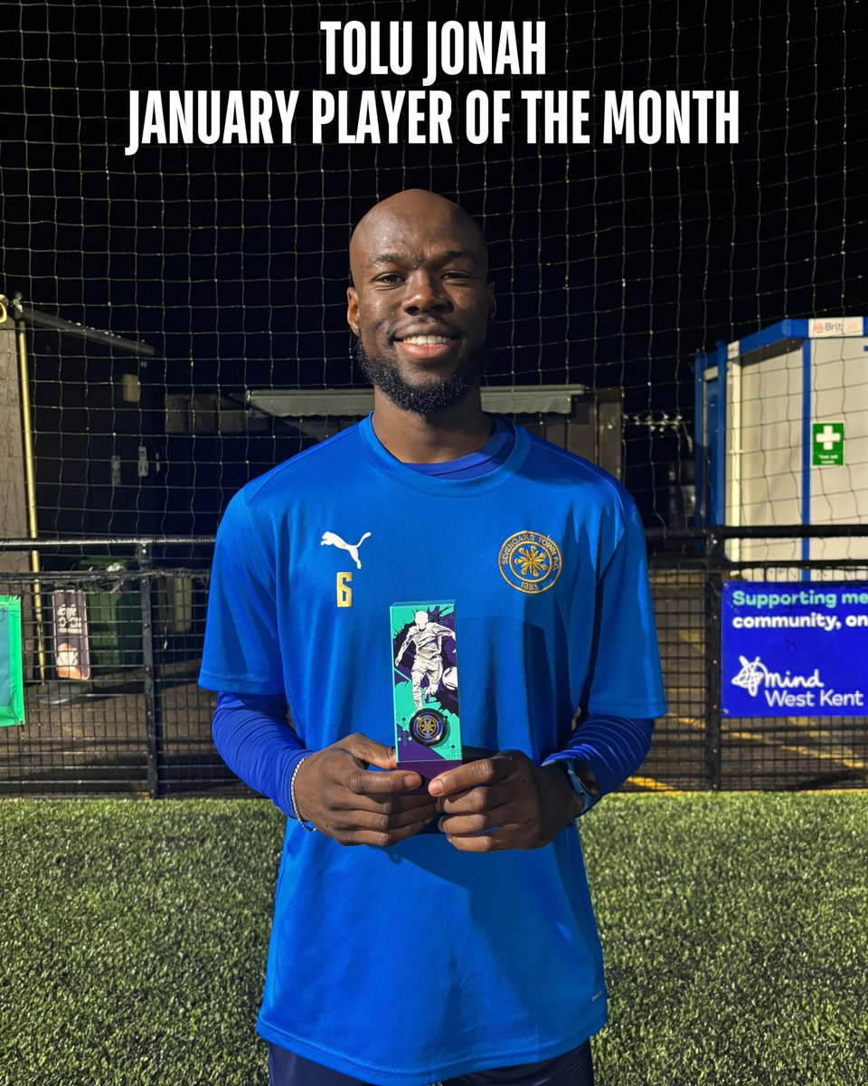 Sevenoaks Town Player of the Month ~ Tolu Jonah 🏆

Voted for by the manager, backroom staff and players. A well deserved winner for the month of January! 👏

🔵⚫️ | #Sevenoaks #STFC