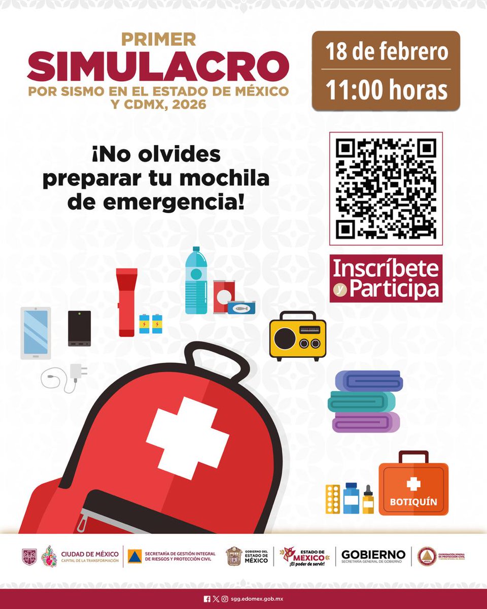 CBT2OctavioPaz's tweet photo. Este 18 de febrero a las 11:00 horas. se llevara a cabo el primer #SimulacroSismoEdoMex Registra tu inmueble en: https://t.co/G2mR520u9O. conoce los protocolos de actuación para salvaguardar tu integridad y la de tu familia. 
#ElPoderDeServir https://t.co/NO7T7P9kzh