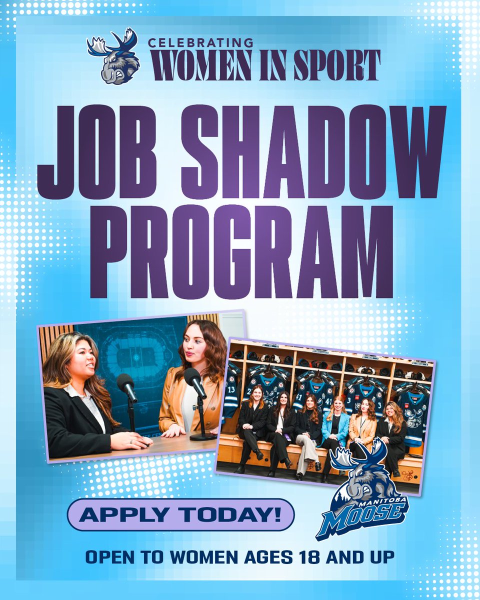 The #MBMoose announced today the team launched its fifth annual Celebrating Women in Sport Job Shadow Program.

The application process opens today, Thursday, Feb. 12, and runs through March 8 at 11:59 PM CT.

Apply | bit.ly/461oK2W
Details | bit.ly/4tyWA9t