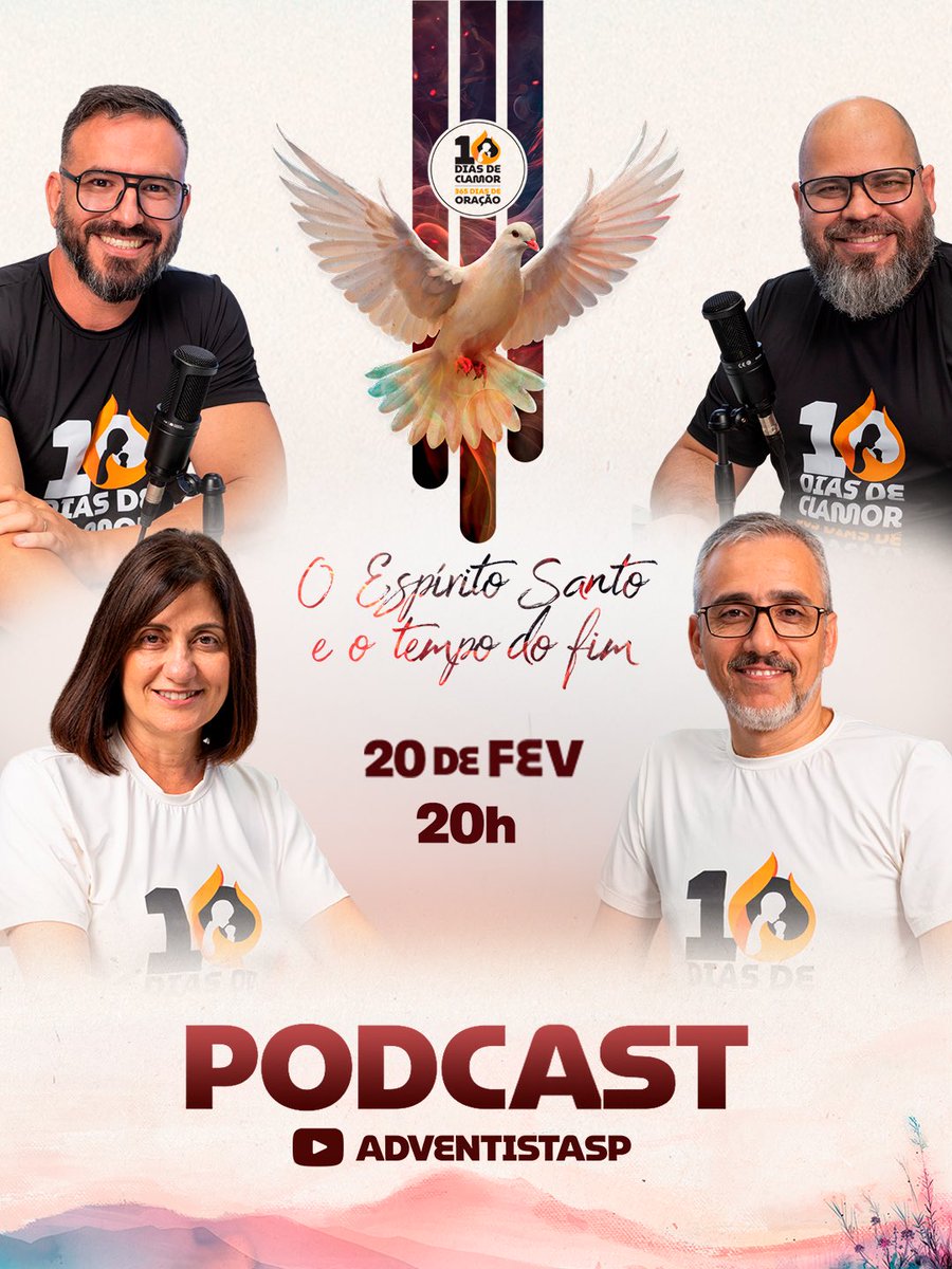 Você está pronto para um tempo profundo na presença de Deus? 🕊️✨
📅 20 de fevereiro | ⏰ 20h 📍 YouTube @adventistassp
Tema: “O Espírito Santo e o Tempo do Fim”
Não é apenas mais um podcast. É um chamado ao reavivamento. 🙏🔥
Compartilhe!
#10diasdeclamor #365diasdeoracao