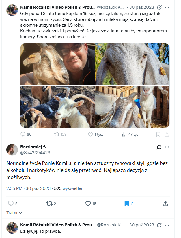 <a href="/BarPa129i/">Barbara 🇵🇱</a> <a href="/krystynaWarsaw/">#PMM moim Premierem✝️🇵🇱</a> Wszystkiemu winien był „ten sztuczny tvnowski styl, gdzie bez alkoholu i narkotyków nie da się przetrwać". Wyjście (K. R.) z TVN (zwolnienie) to była (wg <a href="/Su42394429/">Bartłomiej S</a>) dla Pana <a href="/RozalskiKamil/">Kamil Różalski Video Polish & Proud🇵🇱</a> „Najlepsza decyzja z możliwych”, bo wtedy zaczęło się dla Różalskiego „Normalne życie”