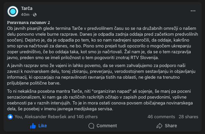 😡 NORO! Prebral sem tole obvestilo uredništva Tarče in moram priznati, da sem fasciniran. 🤯 Ukinitev oddaje sredi predvolilnega časa s "pisnim opozorilom o ukrepanju" je poteza, ki se je ne bi sramovali niti v najbolj zakotnih diktaturah tretjega sveta.

Stvar je kristalno