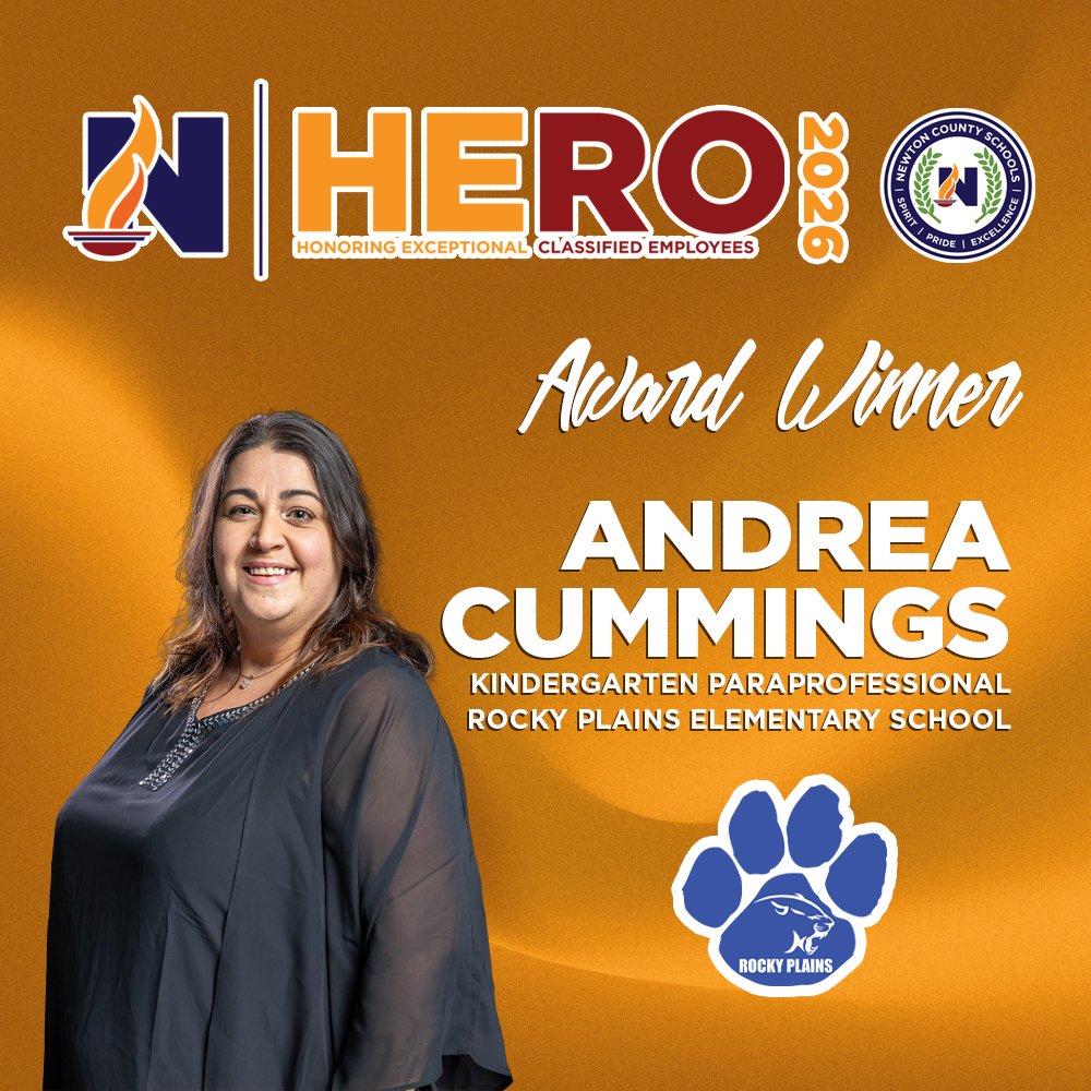 HERO Spotlight: Andrea Cummings | Rocky Plains Elementary School

Newton County Schools is proud to spotlight Rocky Plains Elementary School’s Ms. Andrea Cummings, a kindergarten paraprofessional whose positivity, initiative, and heart for others make a lasting difference each