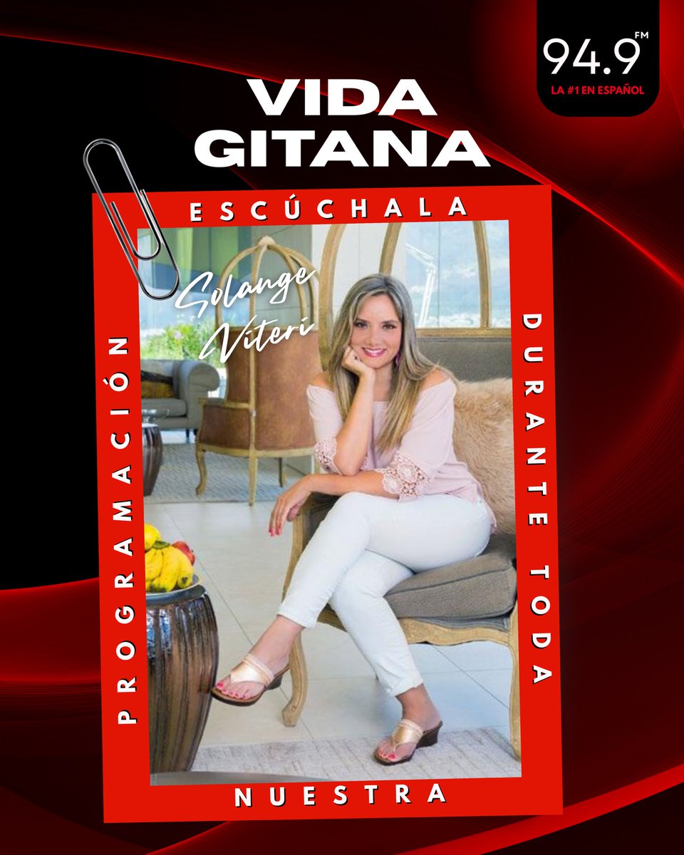 💃 Con nuestras cápsulas, la música que amas y las voces que te acompañan van contigo a donde estés.

📻 Vida Gitana con Solange Viteri.
🎧 Disfrútala a lo largo de toda nuestra programación y déjate llevar por el ritmo latino.

✨ 94.9fm, la número 1 en español.

#949fm #radio