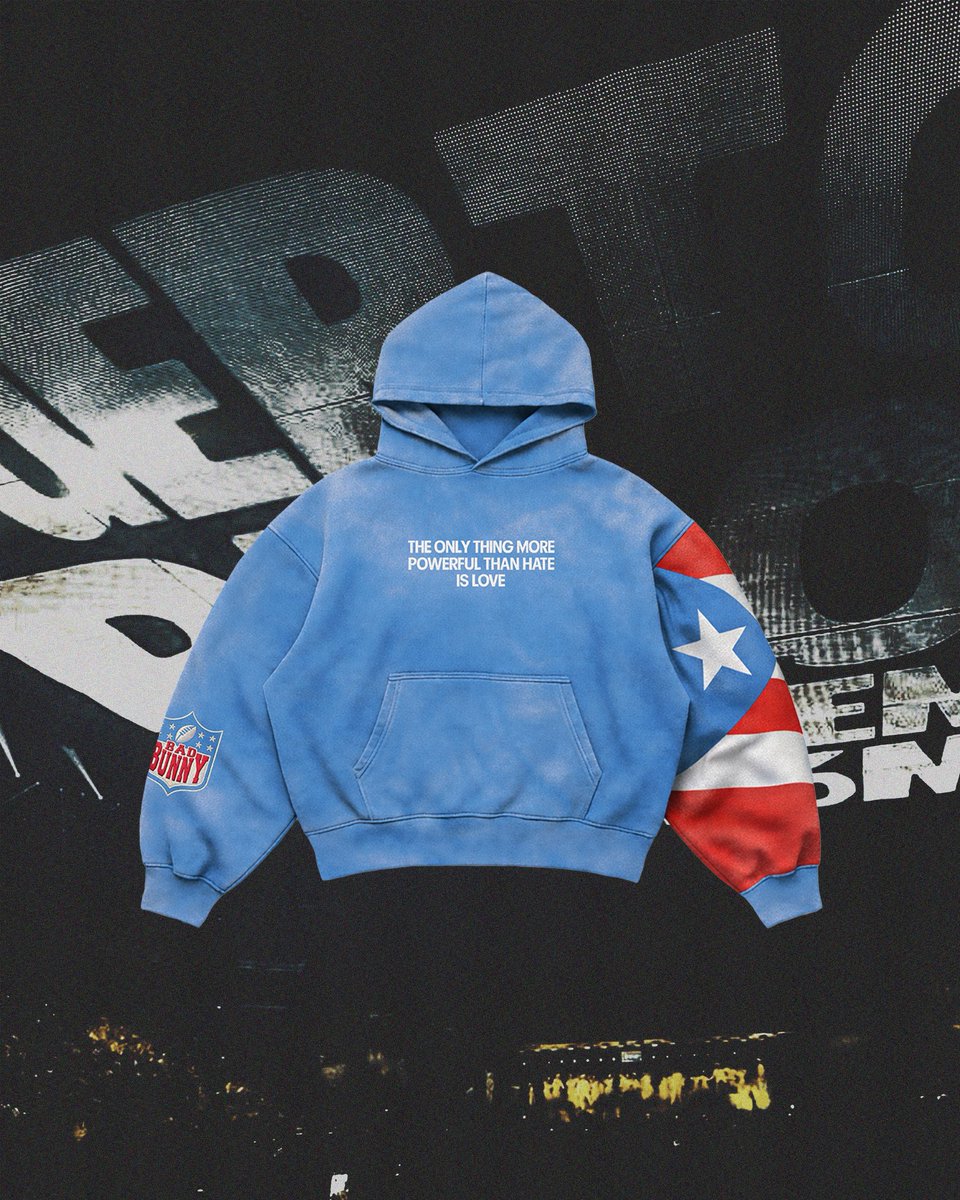 CalabasasSergio's tweet image. BAD BUNNY PR HOODIE 
RELEASING TOMORROW 
12 PM PST. 

LIKE + RT 
FOR A CHANCE TO WIN 
A FREE HOODIE